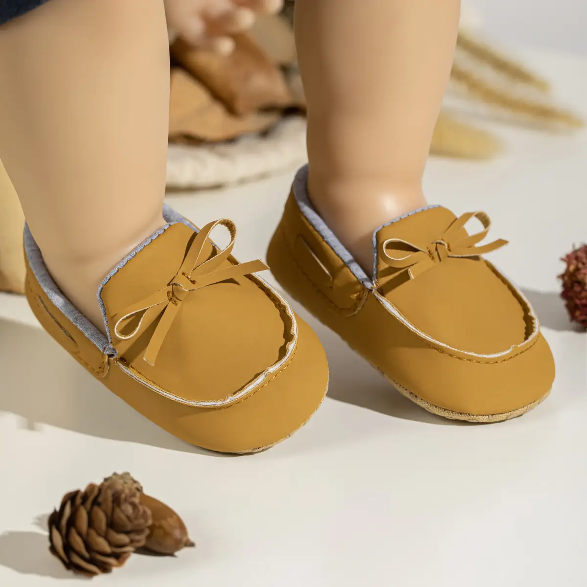 Baby Shoes Brown Bow Non-Slip Soft Bottom — feature 9