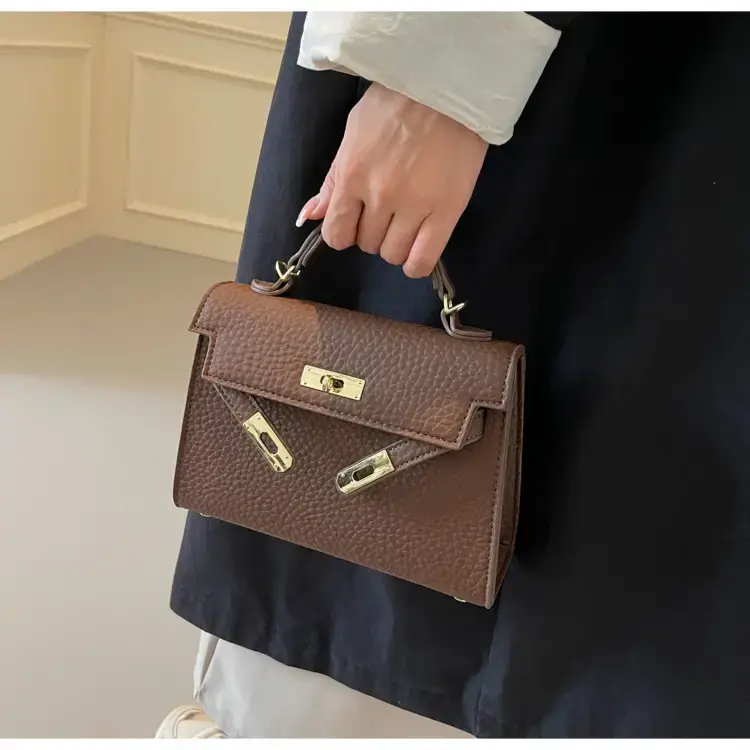Women's Brown Textured Square Shoulder Bag 2024 — feature 15