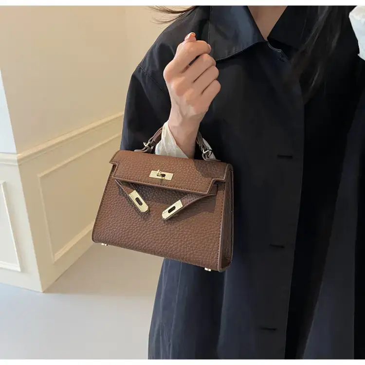 Women's Brown Textured Square Shoulder Bag 2024 — feature 16