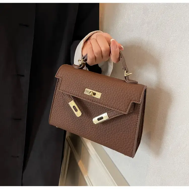 Women's Brown Textured Square Shoulder Bag 2024 — feature 17