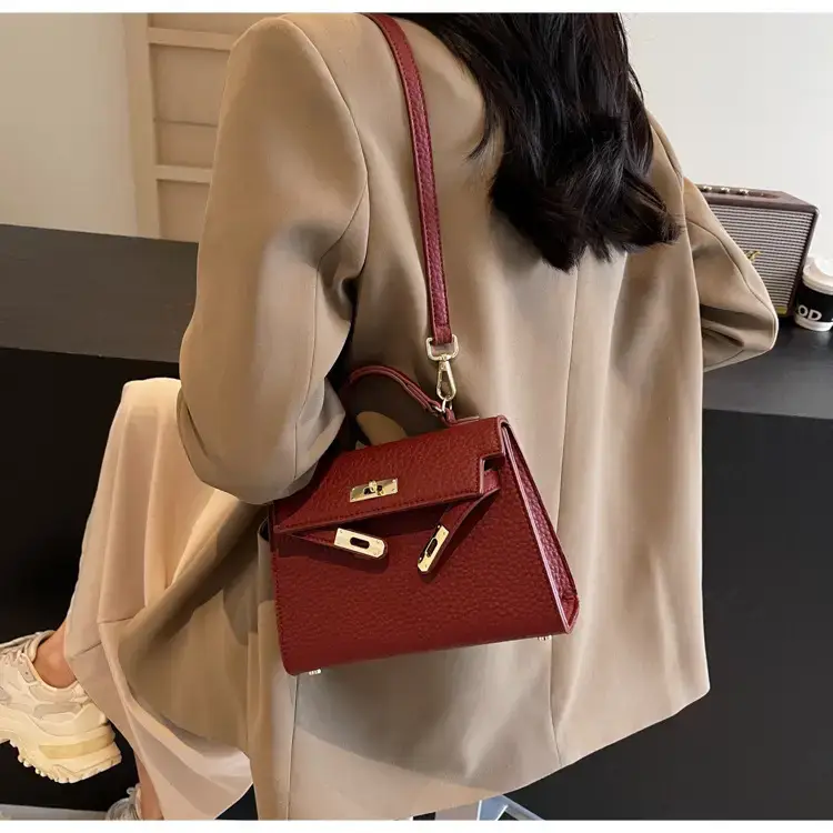 Women's Brown Textured Square Shoulder Bag 2024 — feature 21