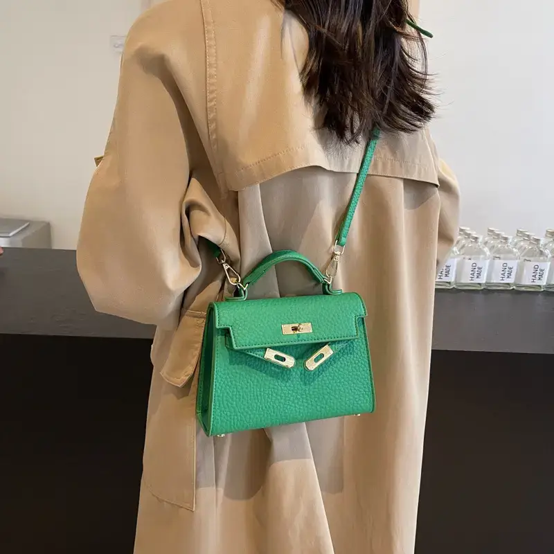 Women's Brown Textured Square Shoulder Bag 2024 - Image 4