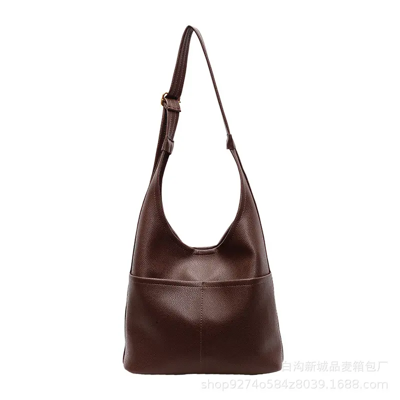 Women Large Capacity Shoulder Bag Brown New Fashion - Image 9