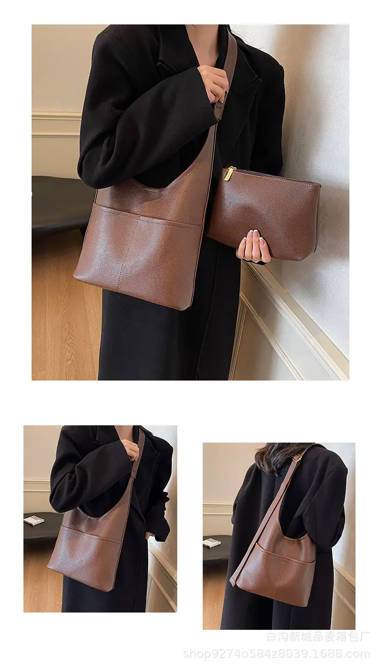 Women Large Capacity Shoulder Bag Brown New Fashion — feature 10