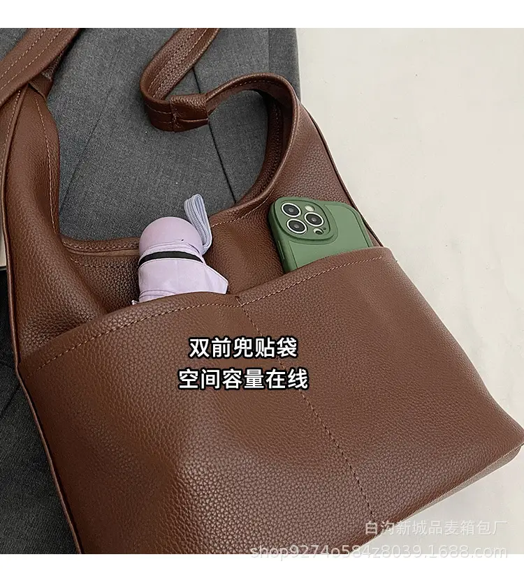 Women Large Capacity Shoulder Bag Brown New Fashion — feature 6