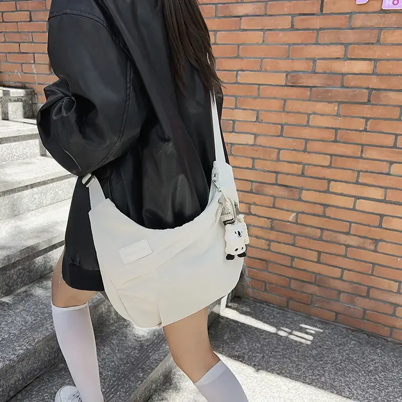 Women's Blue White Crossbody Bag with Cute Charm - Image 5