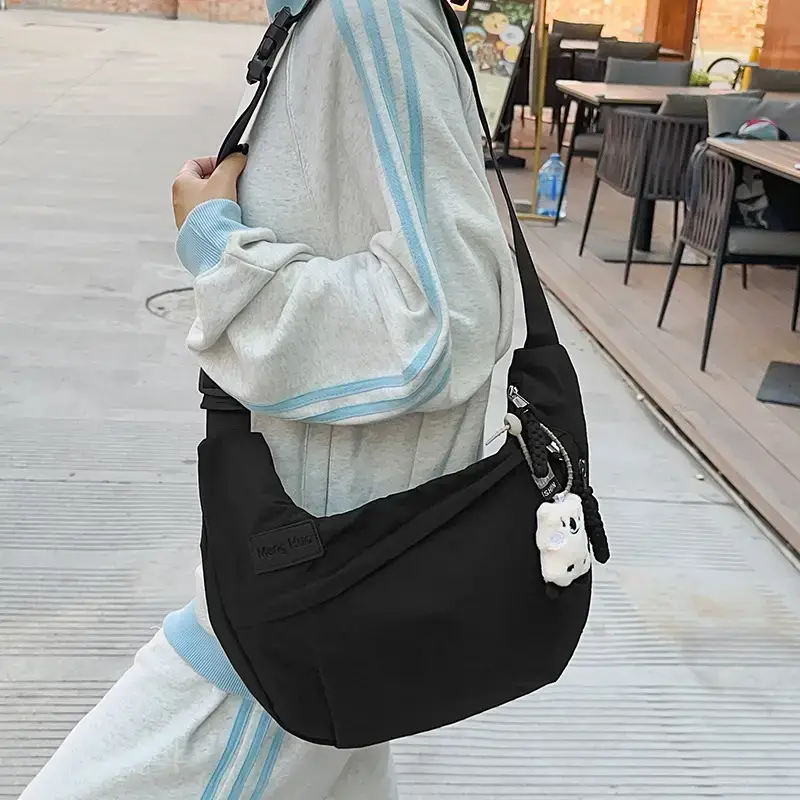 Women's Blue White Crossbody Bag with Cute Charm - Image 6
