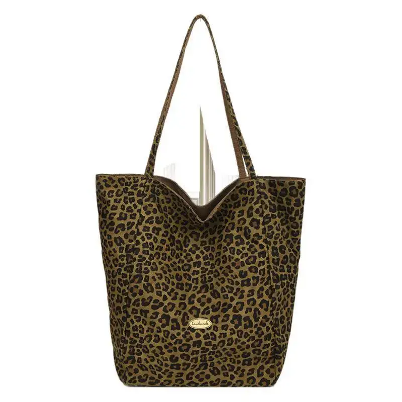 Leopard Canvas Shoulder Bag Women 2024 College Style - Image 7