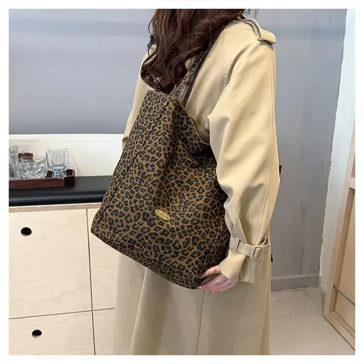 Leopard Canvas Shoulder Bag Women 2024 College Style — feature 19