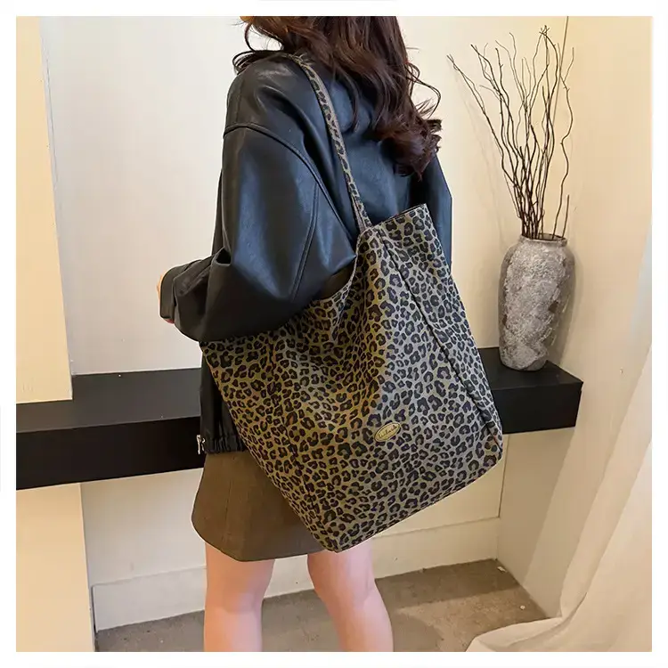 Leopard Canvas Shoulder Bag Women 2024 College Style — feature 22