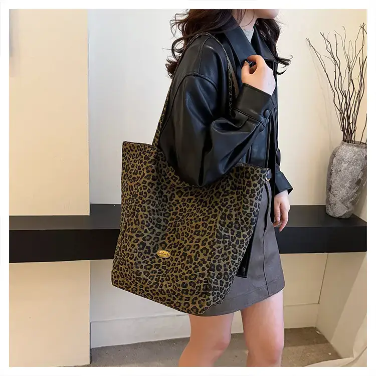 Leopard Canvas Shoulder Bag Women 2024 College Style — feature 24