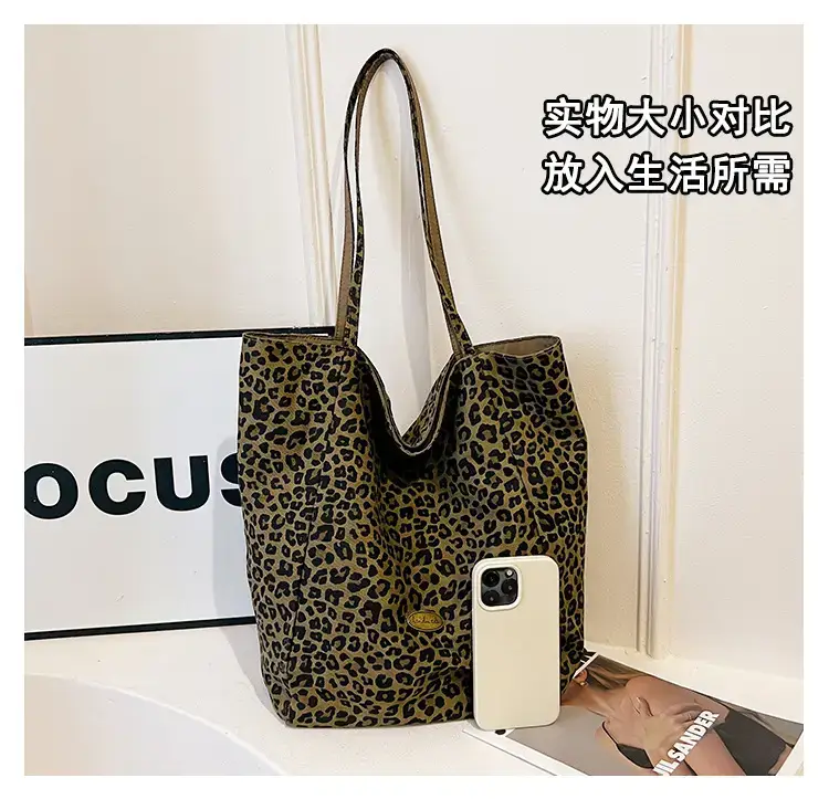 Leopard Canvas Shoulder Bag Women 2024 College Style — feature 6
