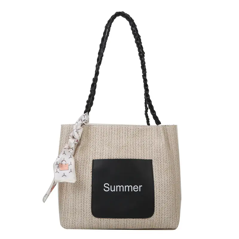 Summer woven tote bag with braided handles - Image 10