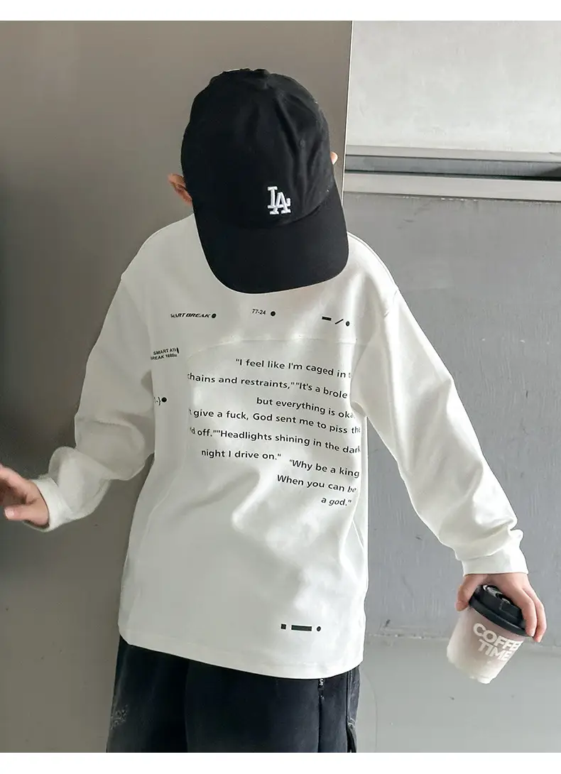 Boys Grey Half-High Collar T-Shirt with Embroidered Design — feature 12