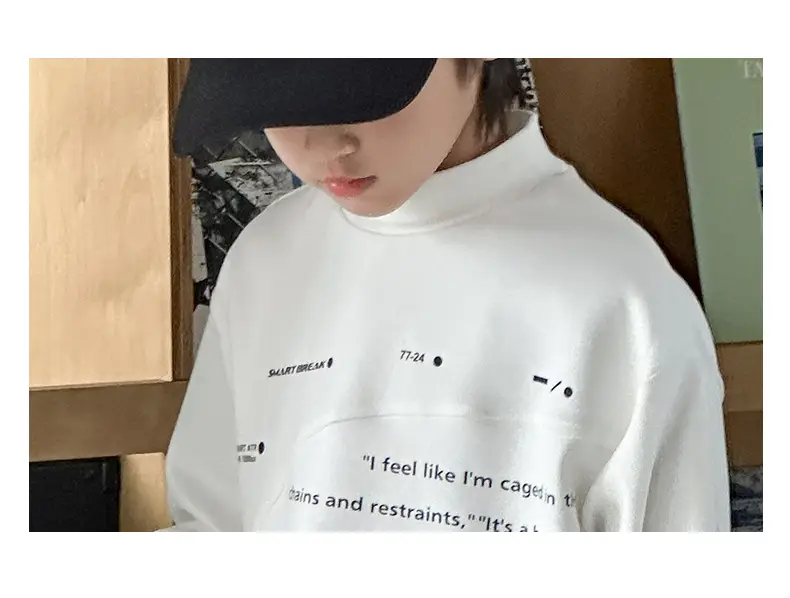 Boys Grey Half-High Collar T-Shirt with Embroidered Design — feature 9