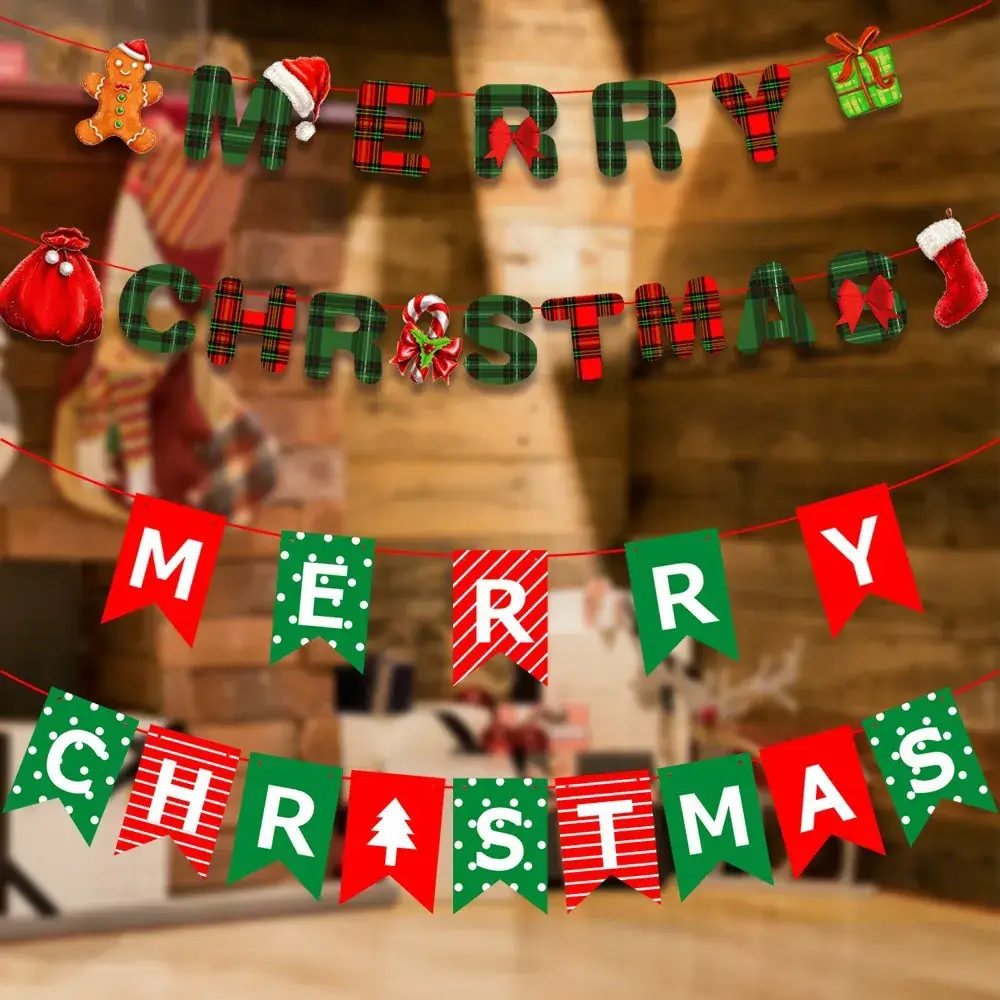 Christmas Christmas Decor Garland String Flag Decoration - Image 27