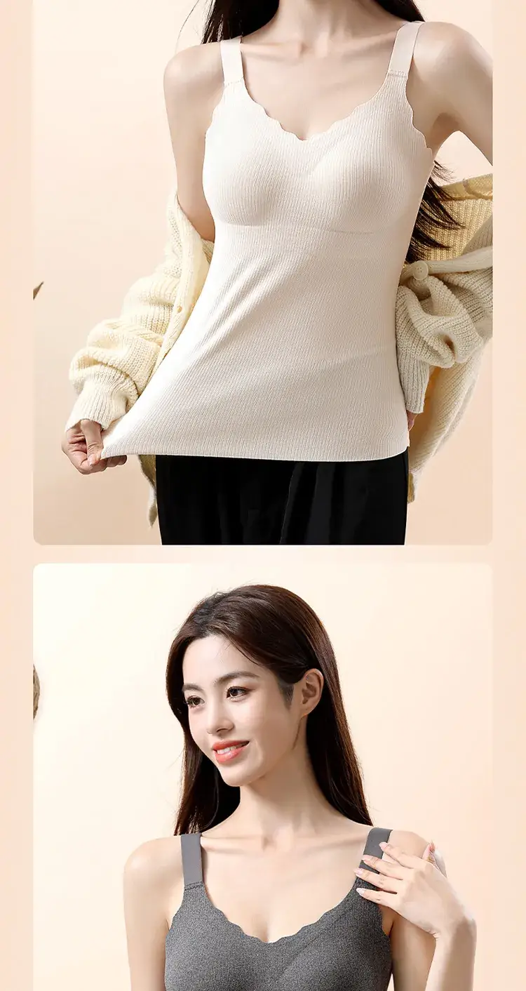 Women's Silk Wool Seamless Vests with Chest Pad — feature 19