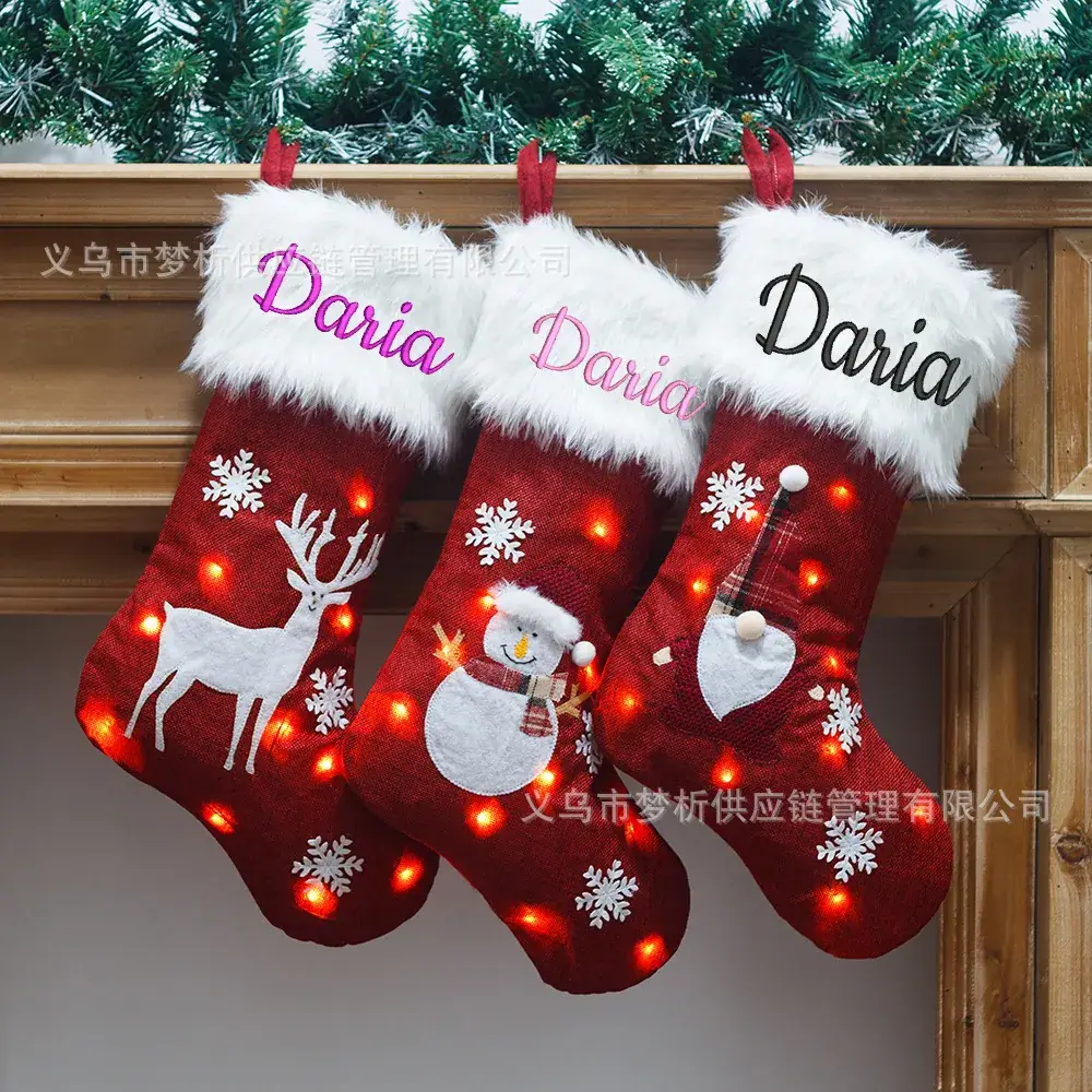 Red Deer Embroidered Christmas Stocking 47cm - Image 6