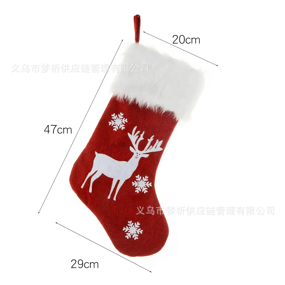Red Deer Embroidered Christmas Stocking 47cm - Image 3