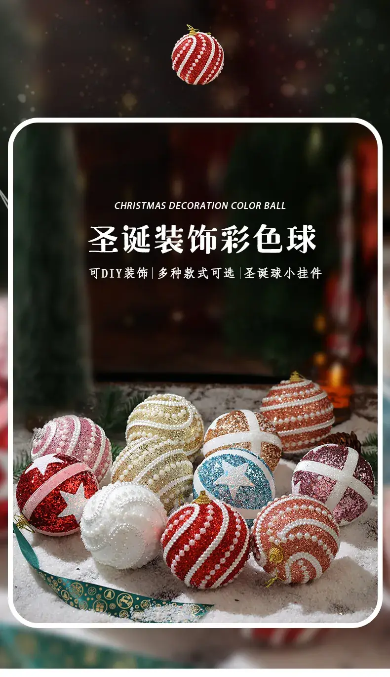 Red White Beaded Christmas Ball Decor — feature 4