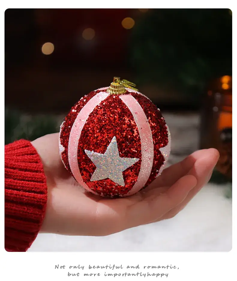 Red White Beaded Christmas Ball Decor — feature 6