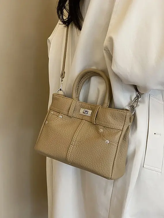 Women's Crossbody Bag Beige Textured 2024 New - Image 8