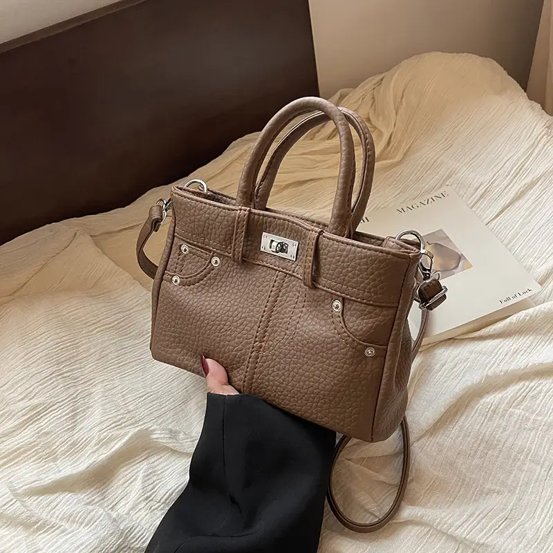Women's Crossbody Bag Beige Textured 2024 New - Image 2