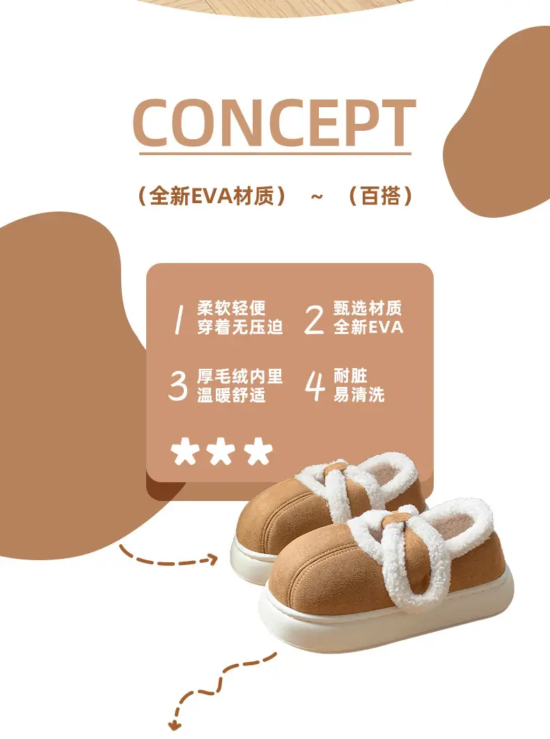 Women's Cotton Slippers with Heel for Winter Wearing All-match Fashionable Thick Bottom Lamb Velvet Indoor Home Warm fleece-lined Cotton Shoes — feature 2