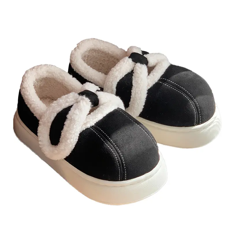 Women's Cotton Slippers with Heel for Winter Wearing All-match Fashionable Thick Bottom Lamb Velvet Indoor Home Warm fleece-lined Cotton Shoes - Image 3