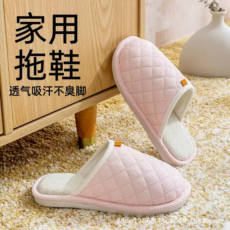 Spring and Autumn Couple Slippers Women's Cotton Linen Linen Non-slip Soft Bottom Indoor Household Home Room Living Room Wood Floor for Men - Image 9