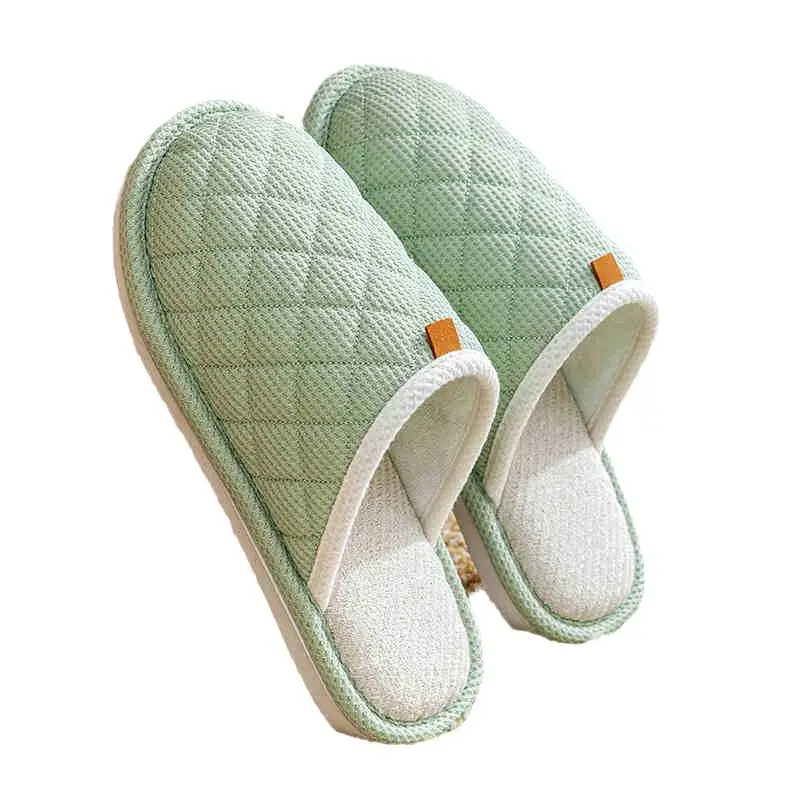 Spring and Autumn Couple Slippers Women's Cotton Linen Linen Non-slip Soft Bottom Indoor Household Home Room Living Room Wood Floor for Men - Image 10