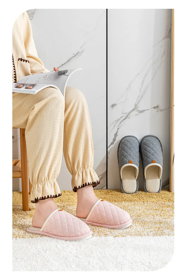 Spring and Autumn Couple Slippers Women's Cotton Linen Linen Non-slip Soft Bottom Indoor Household Home Room Living Room Wood Floor for Men — feature 19