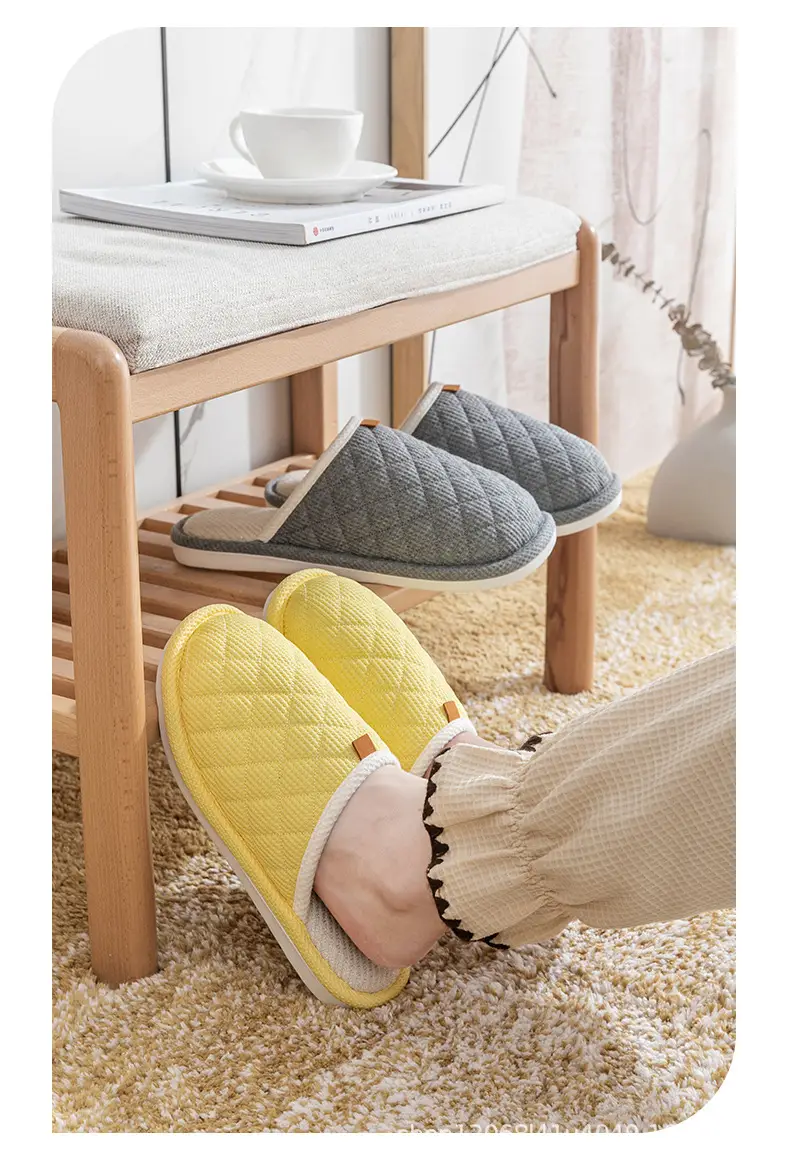 Spring and Autumn Couple Slippers Women's Cotton Linen Linen Non-slip Soft Bottom Indoor Household Home Room Living Room Wood Floor for Men — feature 20
