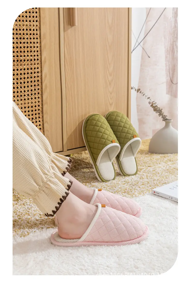 Spring and Autumn Couple Slippers Women's Cotton Linen Linen Non-slip Soft Bottom Indoor Household Home Room Living Room Wood Floor for Men — feature 21