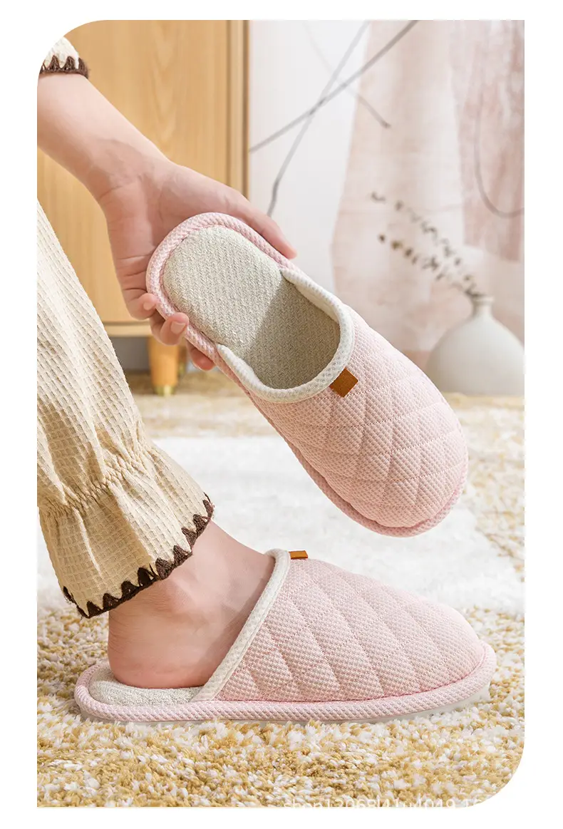 Spring and Autumn Couple Slippers Women's Cotton Linen Linen Non-slip Soft Bottom Indoor Household Home Room Living Room Wood Floor for Men — feature 22