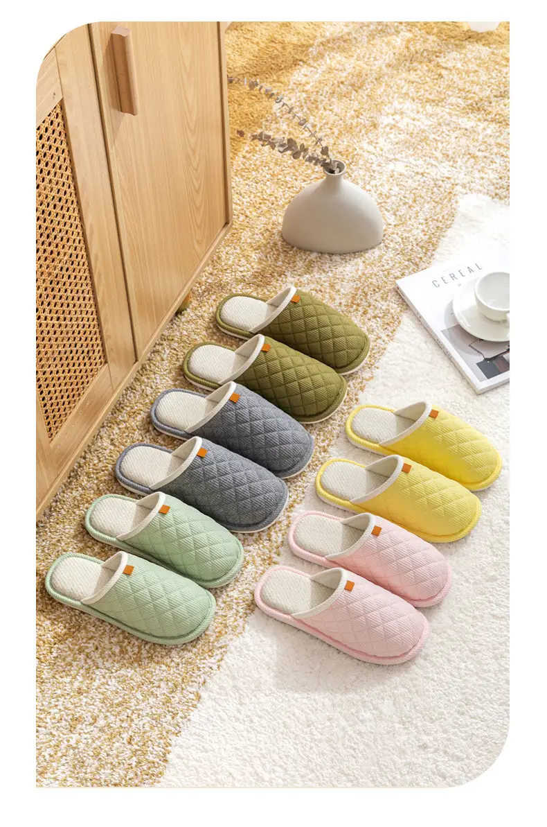 Spring and Autumn Couple Slippers Women's Cotton Linen Linen Non-slip Soft Bottom Indoor Household Home Room Living Room Wood Floor for Men — feature 23