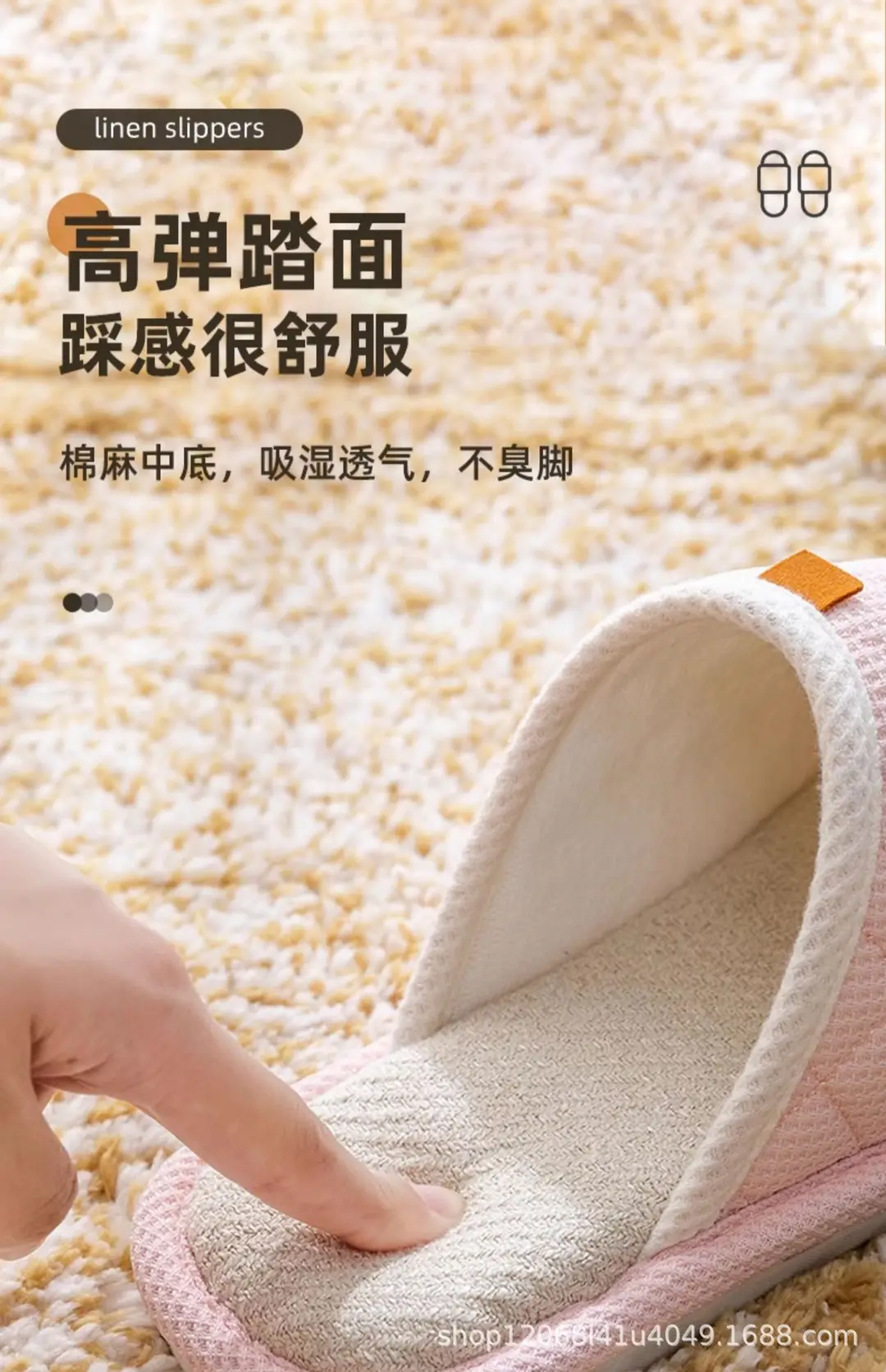 Spring and Autumn Couple Slippers Women's Cotton Linen Linen Non-slip Soft Bottom Indoor Household Home Room Living Room Wood Floor for Men — feature 5