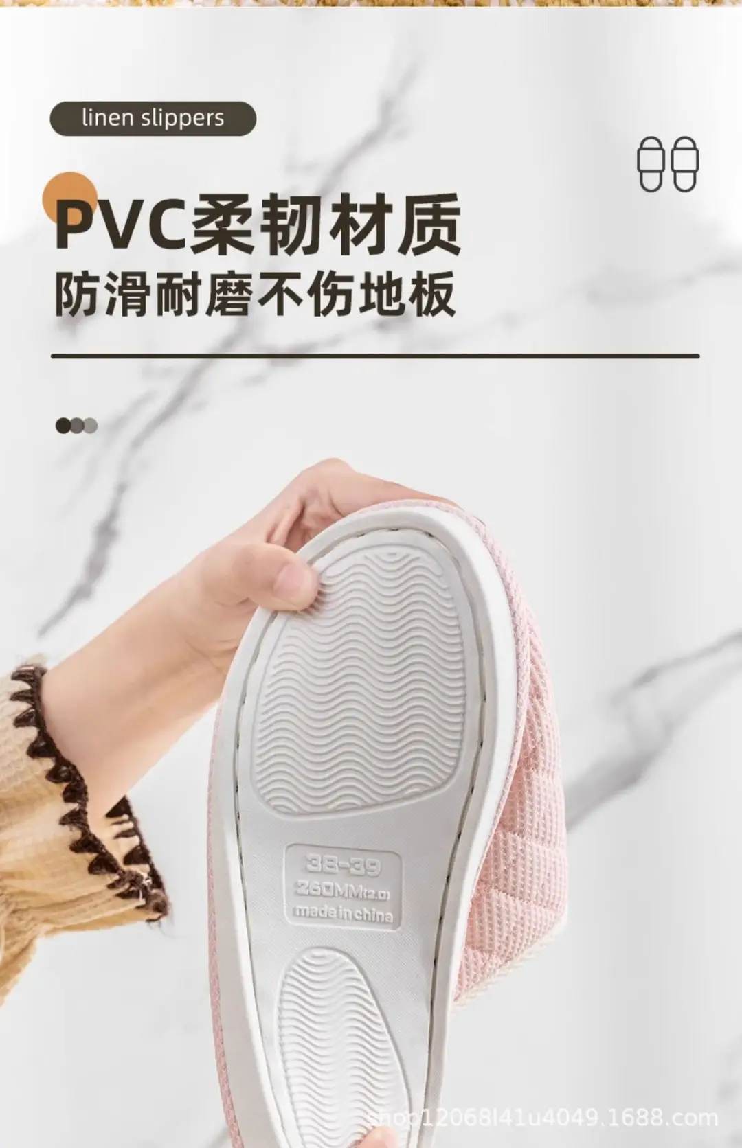 Spring and Autumn Couple Slippers Women's Cotton Linen Linen Non-slip Soft Bottom Indoor Household Home Room Living Room Wood Floor for Men — feature 9