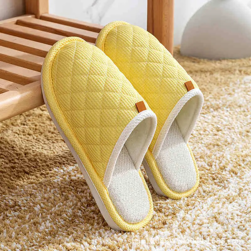 Spring and Autumn Couple Slippers Women's Cotton Linen Linen Non-slip Soft Bottom Indoor Household Home Room Living Room Wood Floor for Men - Image 2