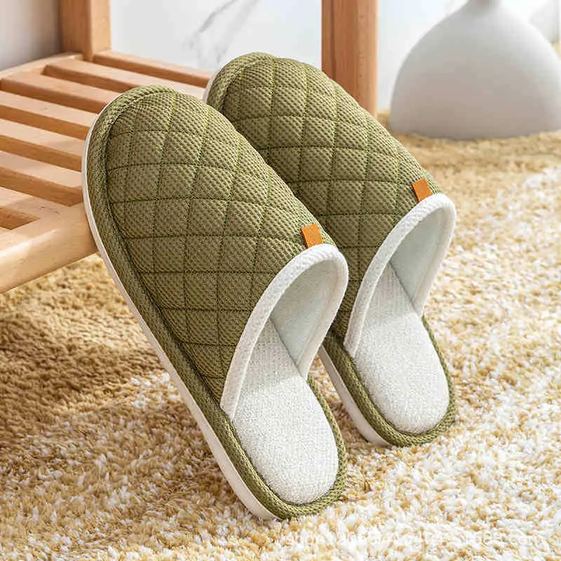 Spring and Autumn Couple Slippers Women's Cotton Linen Linen Non-slip Soft Bottom Indoor Household Home Room Living Room Wood Floor for Men - Image 5