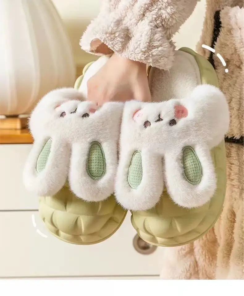 Autumn Winter Cartoon Cotton Slippers White Pink — feature 6