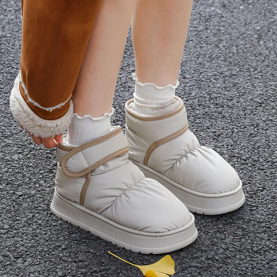 High-Top Waterproof Cotton Slippers for Winter Women's Outer Wear All-Inclusive Thick-Soled Plus Velvet Warm Snow Boots Simple Cotton Shoes for Men Wholesale