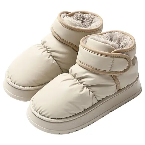 High-Top Waterproof Cotton Slippers for Winter Women's Outer Wear All-Inclusive Thick-Soled Plus Velvet Warm Snow Boots Simple Cotton Shoes for Men Wholesale