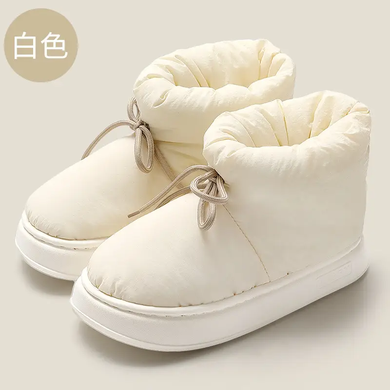 High-Top Waterproof Cotton Slippers for Winter Women's Outer Wear All-Inclusive Thick-Soled Plus Velvet Warm Snow Boots Simple Cotton Shoes for Men Wholesale