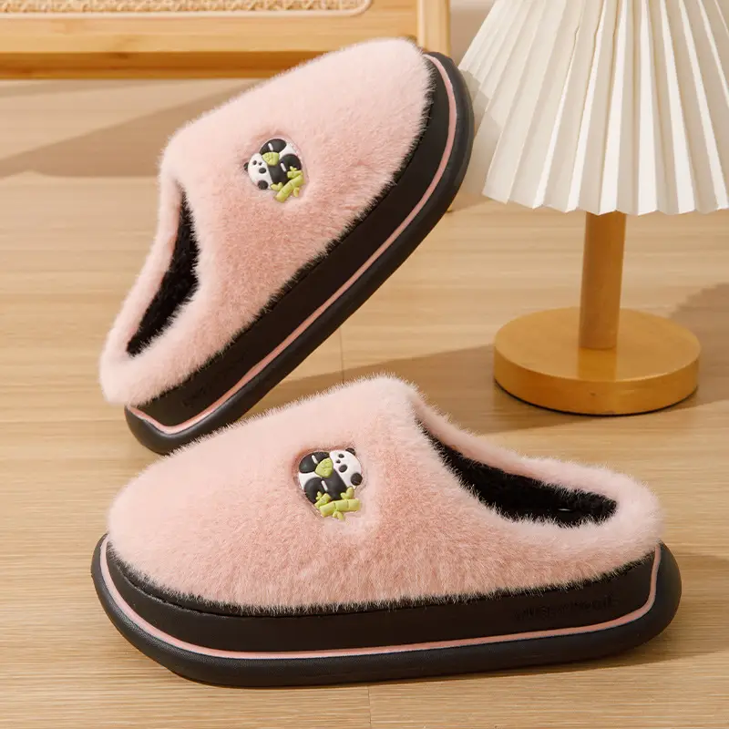 Cotton Slippers for Women Winter 2026 New Style Indoor Home Plush Thick-Soled Non-Slip Inner Fleece Cotton Slippers for Men Winter