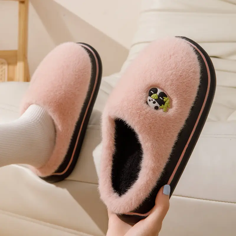 Cotton Slippers for Women Winter 2026 New Style Indoor Home Plush Thick-Soled Non-Slip Inner Fleece Cotton Slippers for Men Winter