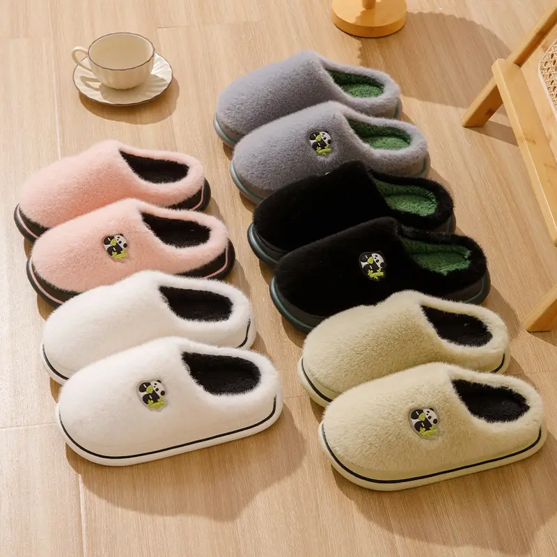 Cotton Slippers for Women Winter 2026 New Style Indoor Home Plush Thick-Soled Non-Slip Inner Fleece Cotton Slippers for Men Winter