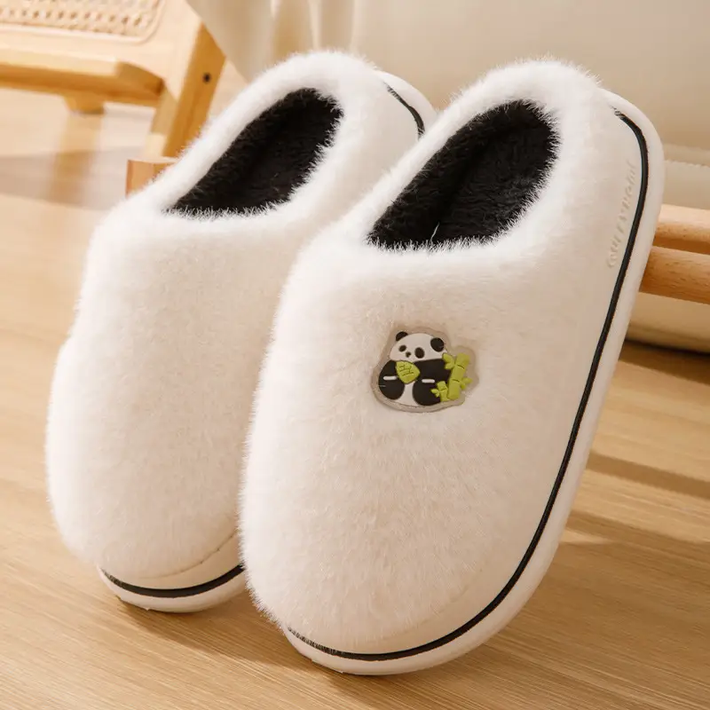 Cotton Slippers for Women Winter 2026 New Style Indoor Home Plush Thick-Soled Non-Slip Inner Fleece Cotton Slippers for Men Winter
