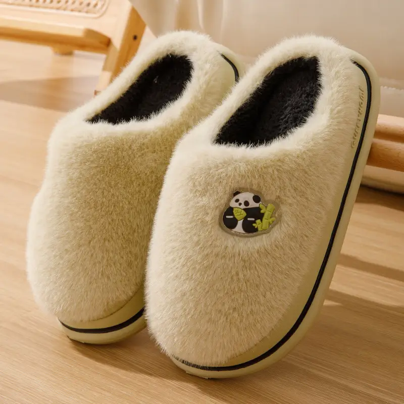 Cotton Slippers for Women Winter 2026 New Style Indoor Home Plush Thick-Soled Non-Slip Inner Fleece Cotton Slippers for Men Winter