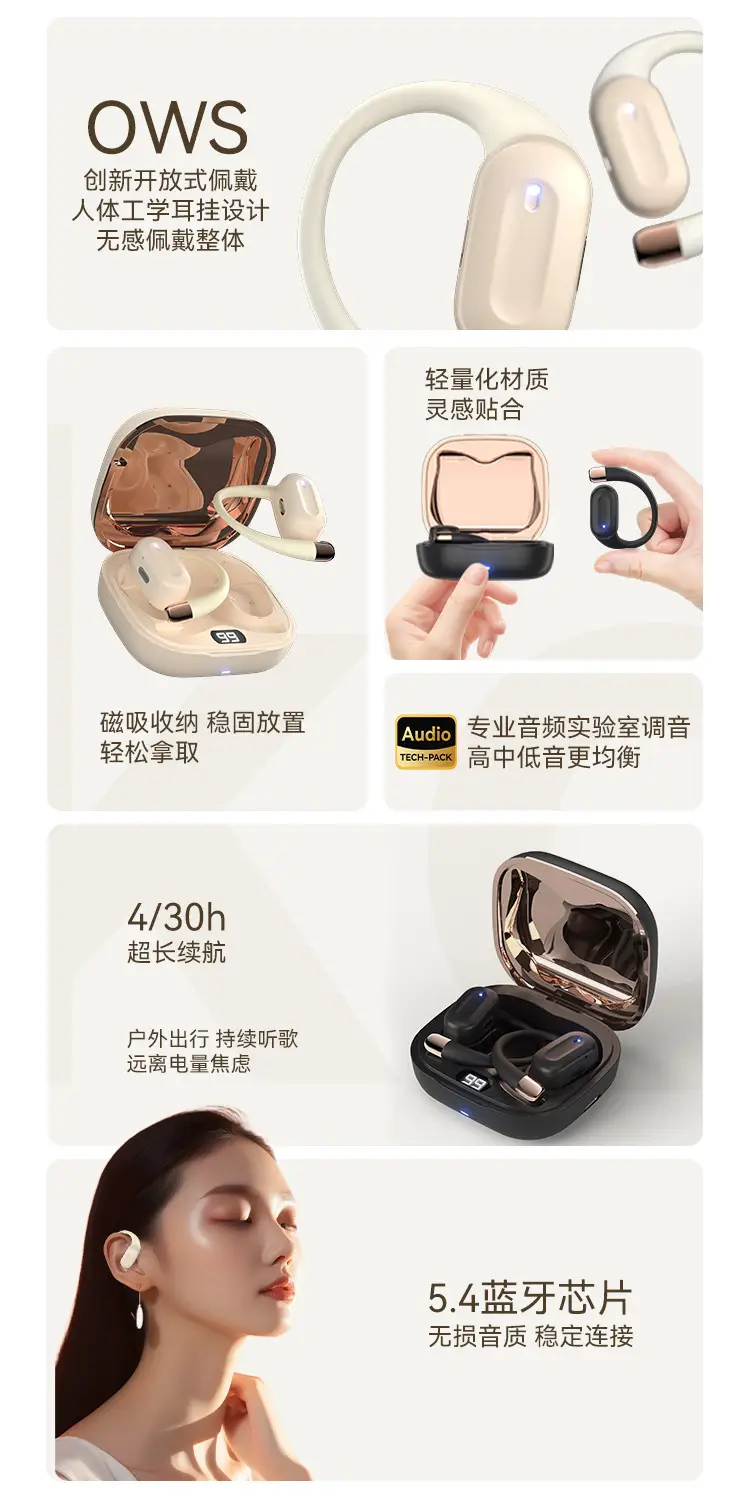 Cross-border OWS08 Wireless Bluetooth Headset Gold — feature 9